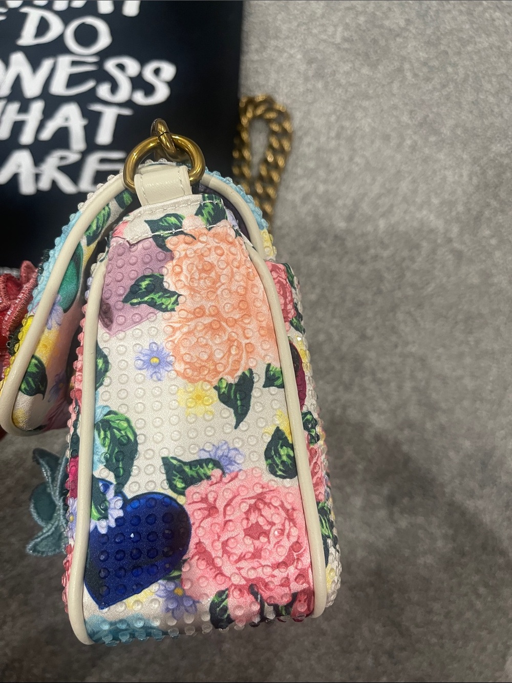 Kurt Geiger Floral Appliqué Chain Shoulder Bag - Multicolor beautiful /flowers - Picture 3 of 13